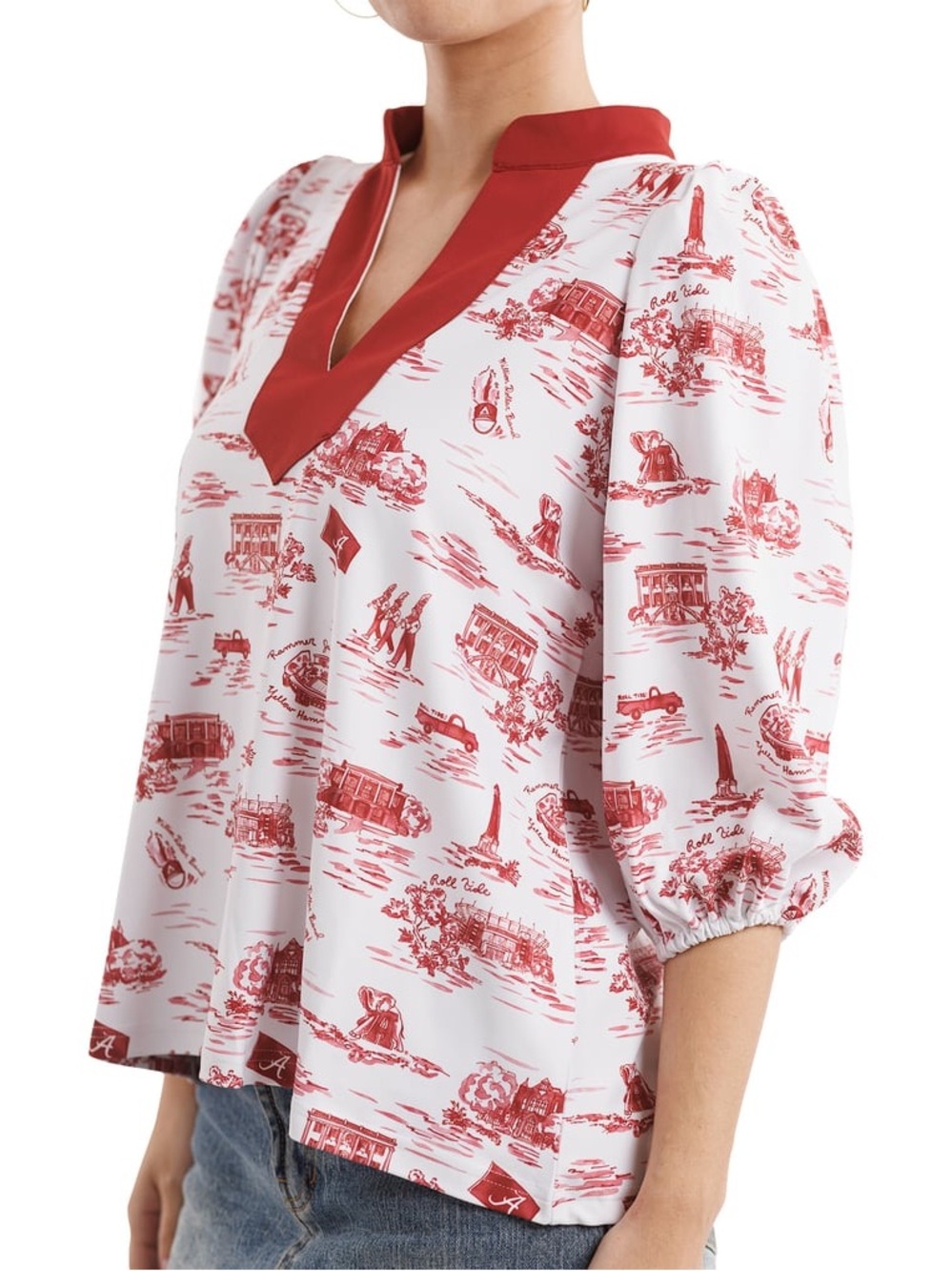 NWT Smith & Quinn Alabama Gameday Toile Eliza Top Crimson Tide Tailgate Blouse